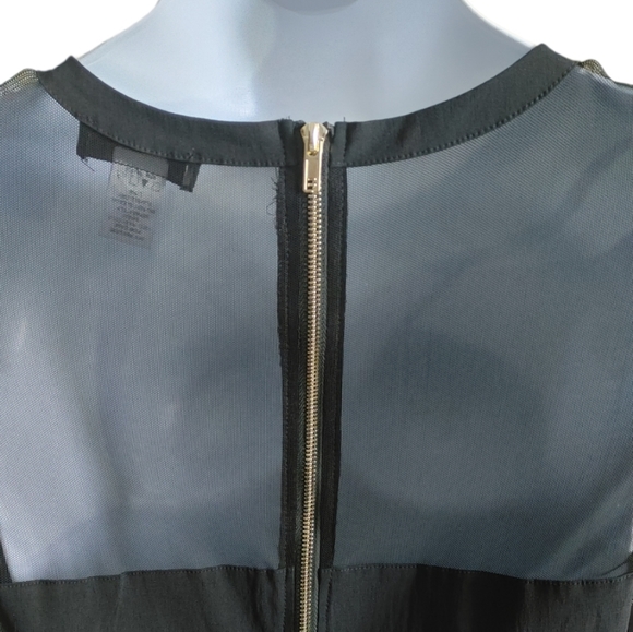 NWOT Junior Plus Black Stretch Peplum Sheer Top - Picture 3 of 8
